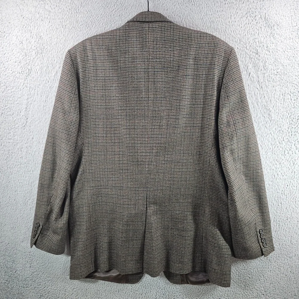 Lauren Ralph Lauren Mens 44L Wool Houndstooth‎ Sport Coat Blazer Brown